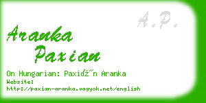 aranka paxian business card